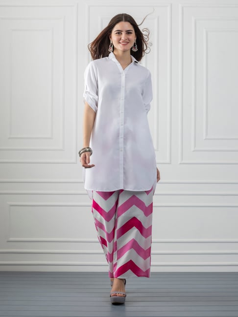SHAYE White Rayon Regular Fit Kurti-picture-44