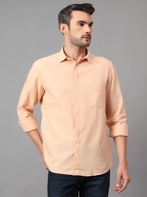Cantabil Orange Regular Fit Texture Shirt-picture-31