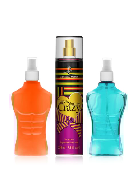Dorall Collection Cuban Dreams, Love You Like Crazy & Blue Safe Body Mist - Pack of 3