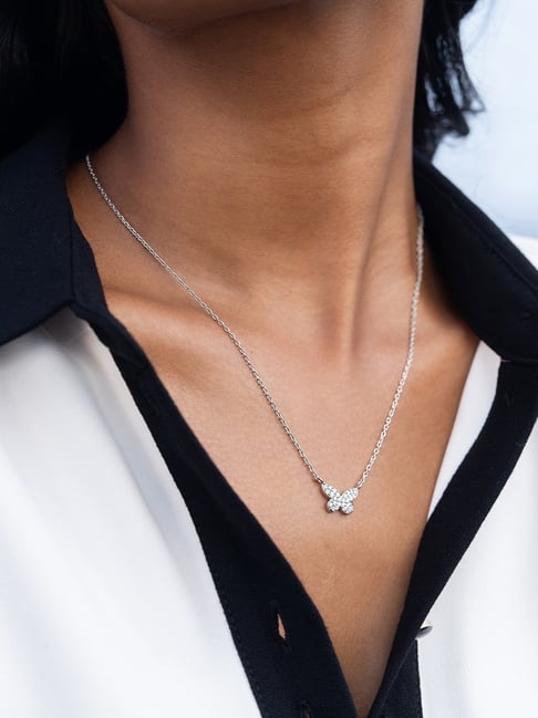 Buy Shaya Fluttering Wings Butterfly Necklace in 925 Silver Online - Main Image