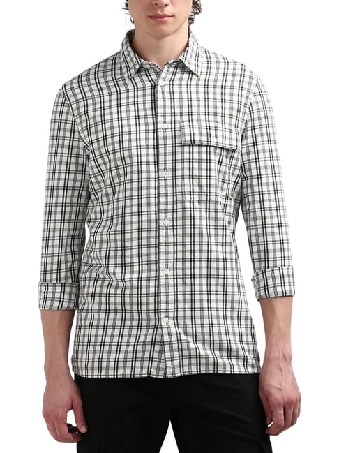 Calvin Klein Mens Black And White Gingham Shirt Buy Black White