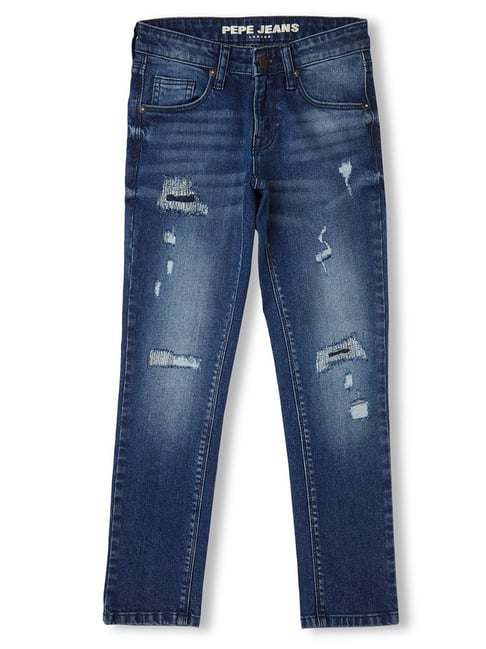 Pepe Jeans Boys Blue Distressed Jeans-picture-42