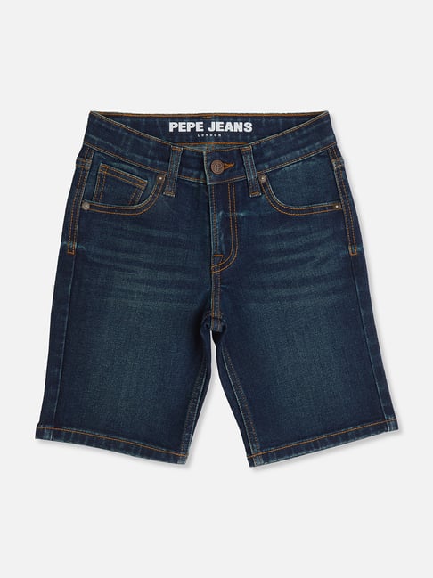 Pepe Jeans Kids Dark Blue Solid Denim Shorts-picture-29