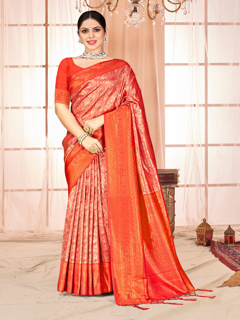 Buy Exclusiva Red Silk Saree for Women Online @ Tata CLiQ Luxury Buy Exclusiva Red Silk Saree for Women Online @ Tata CLiQ Luxury