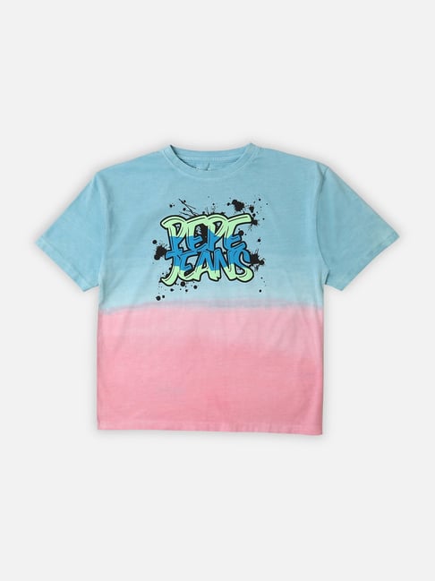 Pepe Jeans Kids Blue & Pink Printed T-Shirt