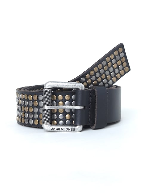 Buy Jack & Jones Jet Black JACINFERNO Studded Casual Belt at Best