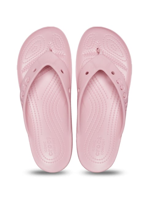 Crocs Women's Baya Pink Wedge Flip Flops