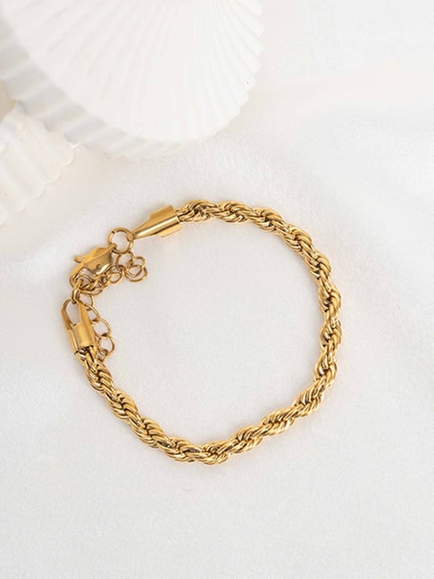 Buy Perfectly Average Gold-tone Rope Chain Bracelet Online At Best