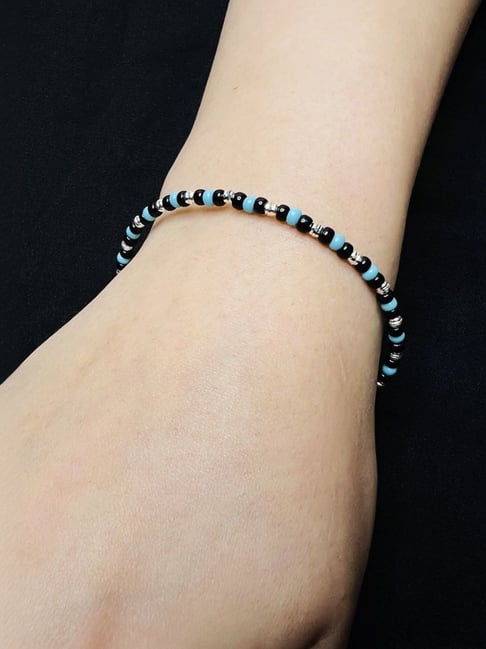 Arte Jewels 925 Sterling silver Black and Blue Beads Bracelet for Women & Girls-picture-45