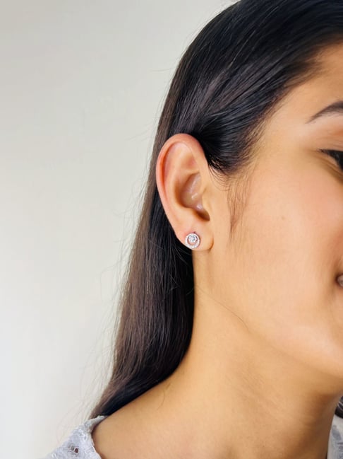 Arte Jewels 925 Sterling Silver CZ-studded Round Stud Earrings for Women & Girls-picture-47