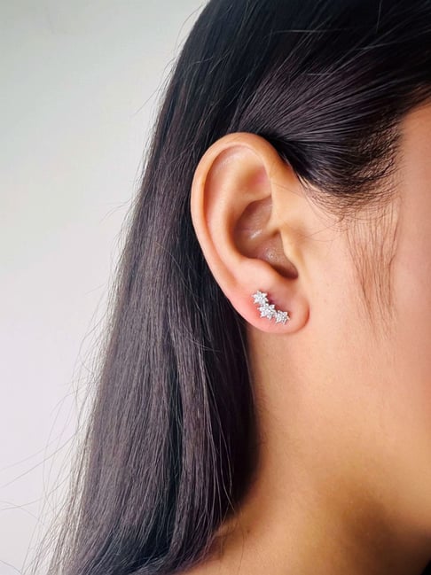 Arte Jewels 925 Sterling Silver CZ-studded Flower Stud Earrings for Women & Girls-picture-24