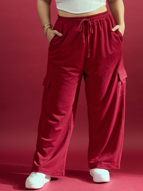 Curve By Kassually Maroon Regular Fit High Rise Pants-picture-20