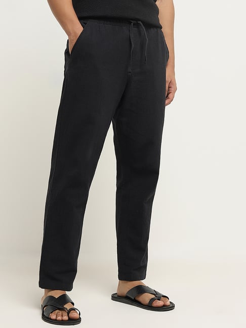 ETA by Westside Black Relaxed-Fit Mid-Rise Cotton Blend Chinos