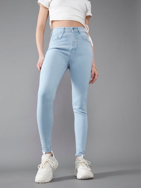 DOLCE CRUDO Light Blue Denim Skinny Fit High Rise Jeans