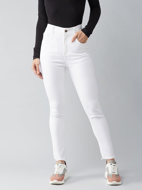DOLCE CRUDO White Denim Skinny Fit High Rise Jeans