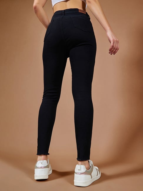 DOLCE CRUDO Black Denim Skinny Fit High Rise Jeans