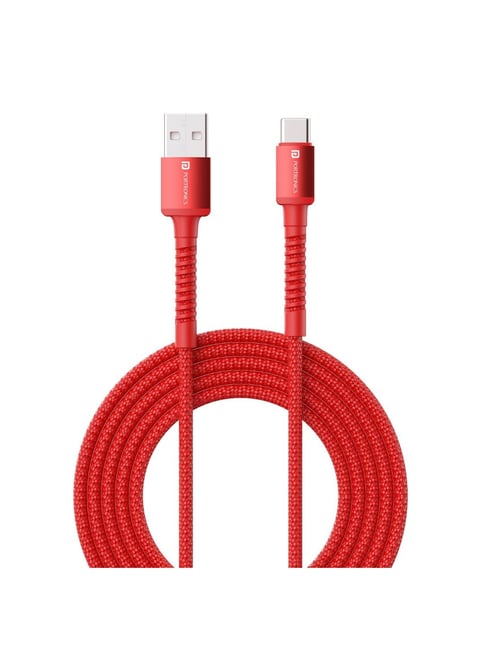 Portronics Konnect X Unbreakable Nylon Braided USB A to Type C Cable with 6Amp Output (Red)