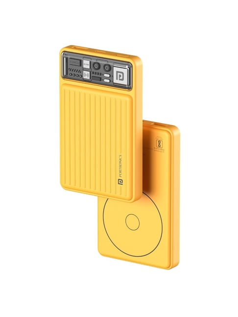 Portronics Luxcell Wireless Mini Power Bank 10000mAh 15W with 22.5 Wired Output (Yellow)