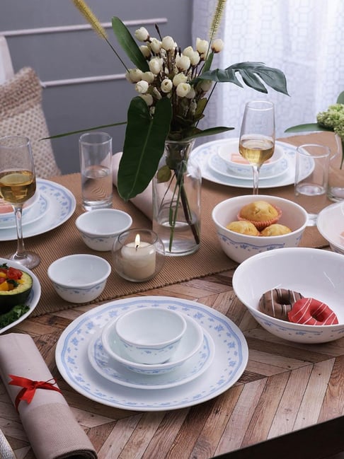 Corelle Winter Frost White Corelle Livingware Winter Frost White 57 Pcs  Family Dinner Set