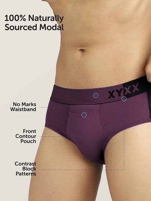 XYXX Grape Wine & Black Micro Modal Briefs