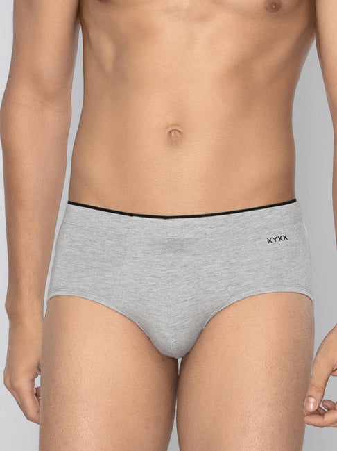 XYXX Light Grey Melange Cotton Briefs-picture-21
