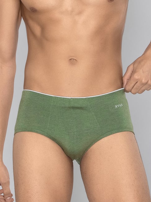 XYXX Olive Melange Cotton Briefs-picture-31
