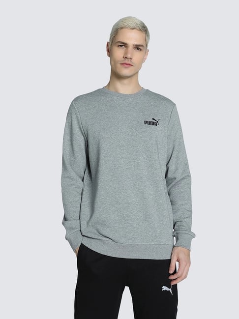 Puma Essentials Medium Grey Cotton Regular Fit Texture Sweatshirt-picture-42
