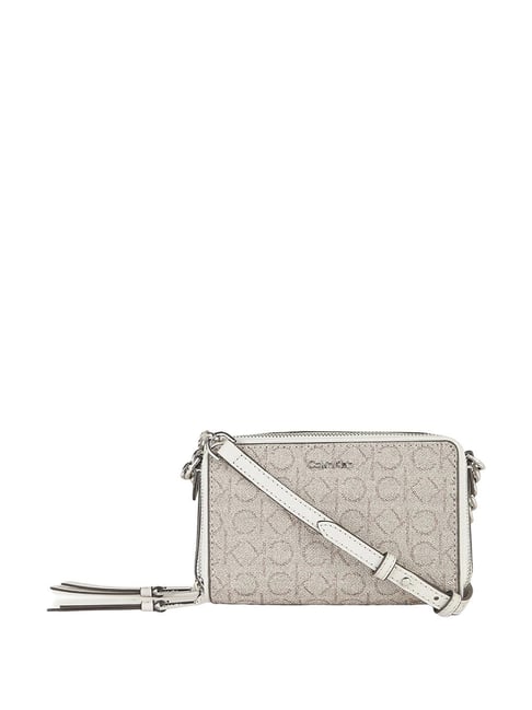 CALVIN KLEIN Taupe Dove MARYBELLE Logo Cross Body Bag