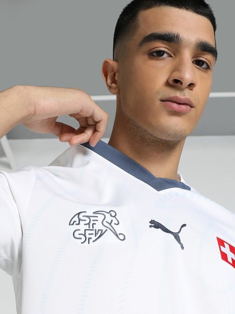 Puma White Regular Fit Printed Switzerland FA Jersey