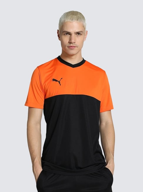 Puma Teamsport Orange Regular Fit Colour Block Sports T-Shirt