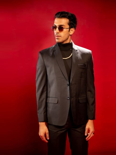 Vastramay Black Regular Fit Blazer-picture-22