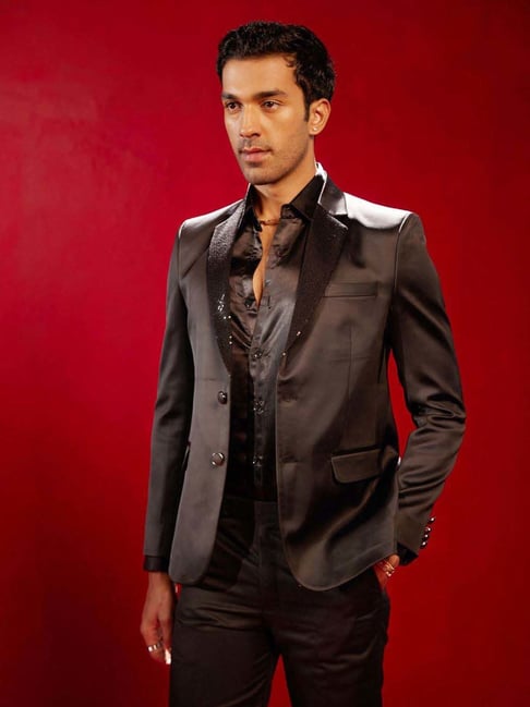 Vastramay Black Regular Fit Embellished Blazer-picture-18