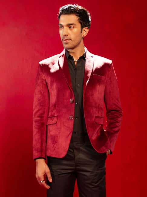 Vastramay Maroon Regular Fit Blazer-picture-46
