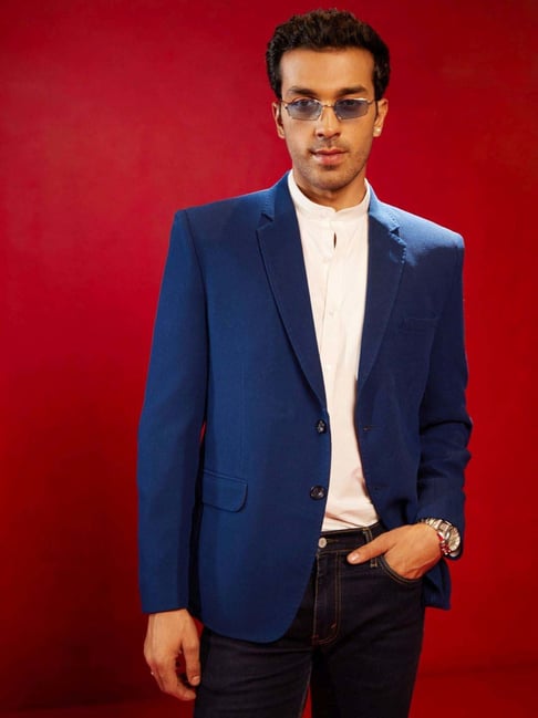 Vastramay Navy Regular Fit Blazer-picture-25