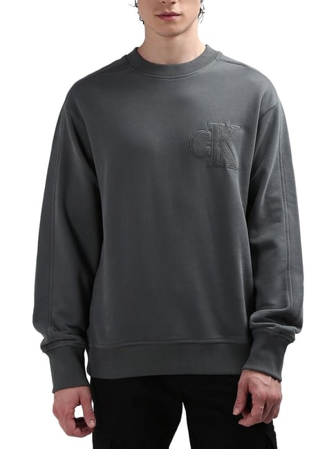 Calvin Klein Grey Cotton Relaxed Fit Sweatshirt-picture-47