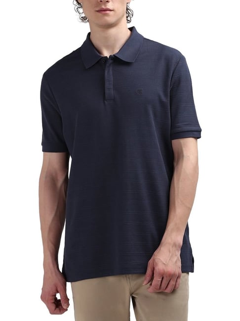 Calvin Klein Blue Cotton Regular Fit Polo T-Shirt
