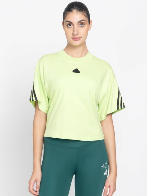 adidas Light Green Striped T Shirt