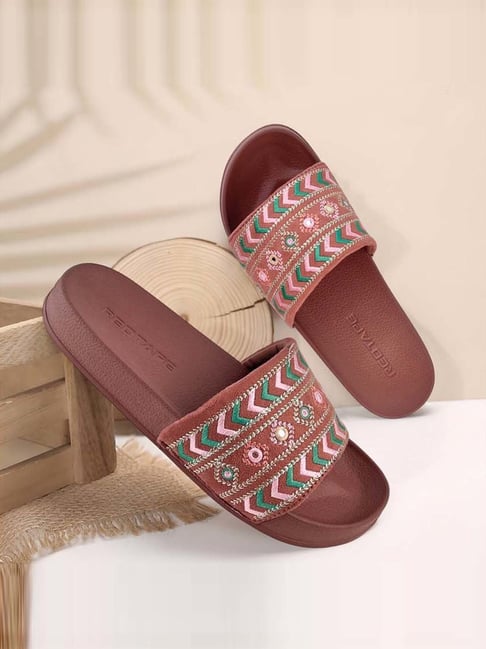 Red Tape Women s Brown Slides