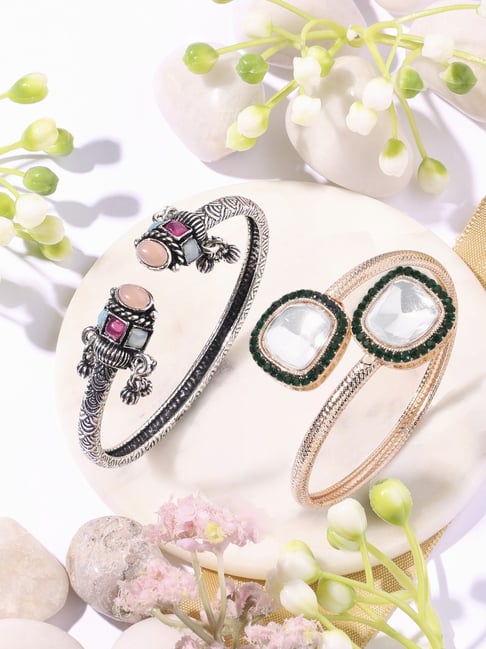 Zaveri Pearls Combo of 2 Multicolor Dazzling Stones Fusion Wear Bracelets-ZPFK18337-picture-10
