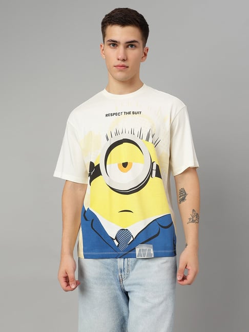 Free Authority Off White Loose Fit Dm Movie Print T-Shirt