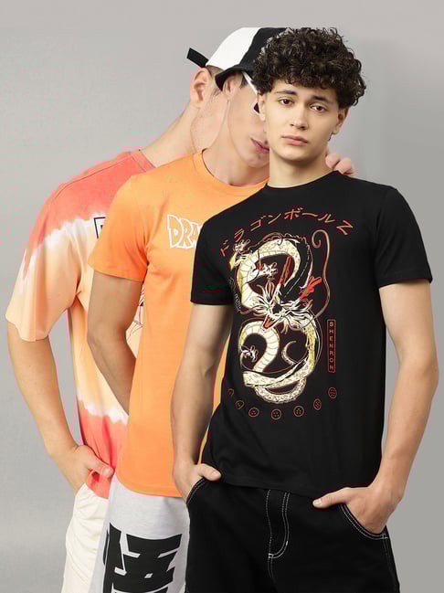 Free Authority Multicolor Regular Fit Dragon Ball Z Print T-Shirt