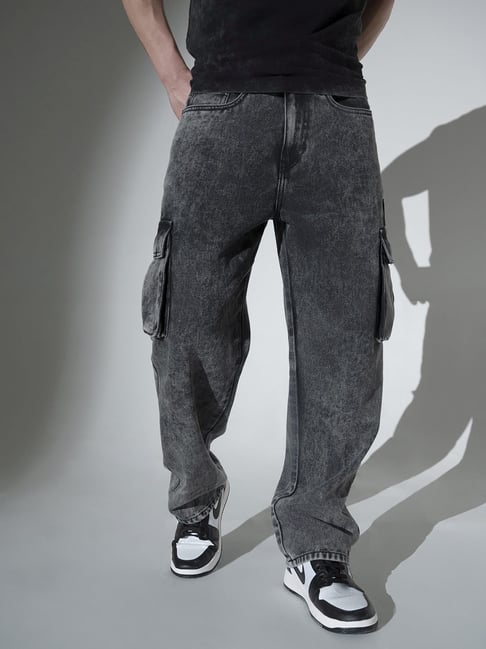 Hubberholme Grey Relaxed Fit Cargo Jeans-picture-32