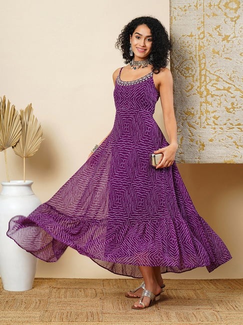 Globus Purple Printed Maxi Dress