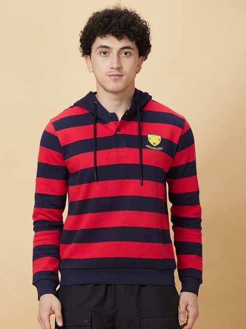 Being Human Navy Regular Fit Striped Hooded Sweatshirt-picture-28