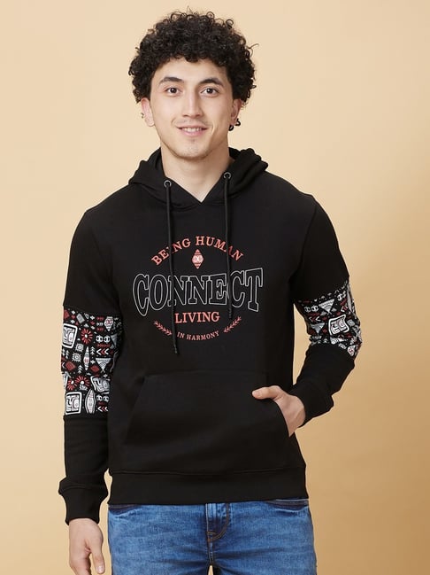 Being Human Black Regular Fit Printed Hooded Sweatshirt-picture-41