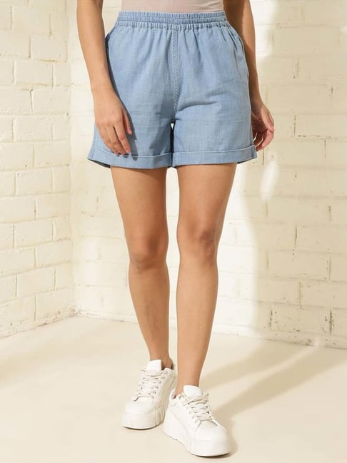 Fabindia Blue Cotton Shorts-picture-44