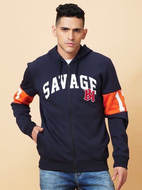 Being Human Navy Regular Fit Hooded Jacket-picture-21
