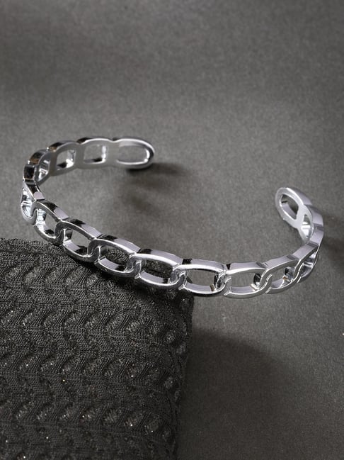 NVR Men Silver-Plated Metal Cuff Bracelet-picture-45