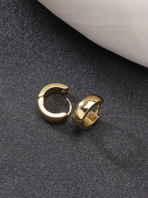 NVR Men Gold-Plated Stainless Steel Hoop Earrings