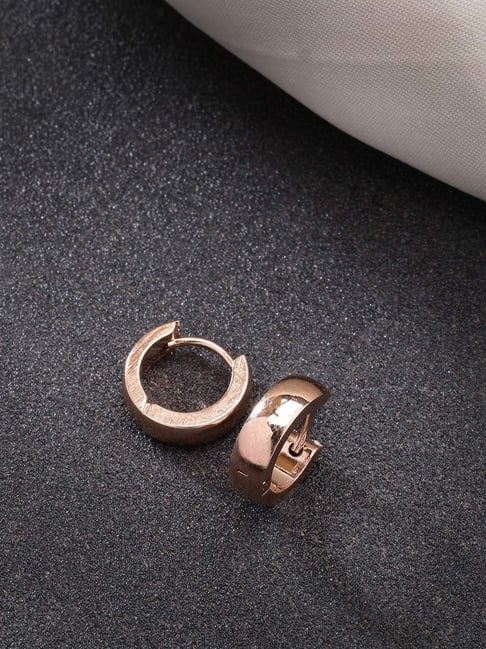 Buy NVR Men Rose Gold Stainless Steel Hoop Earrings Online At Best